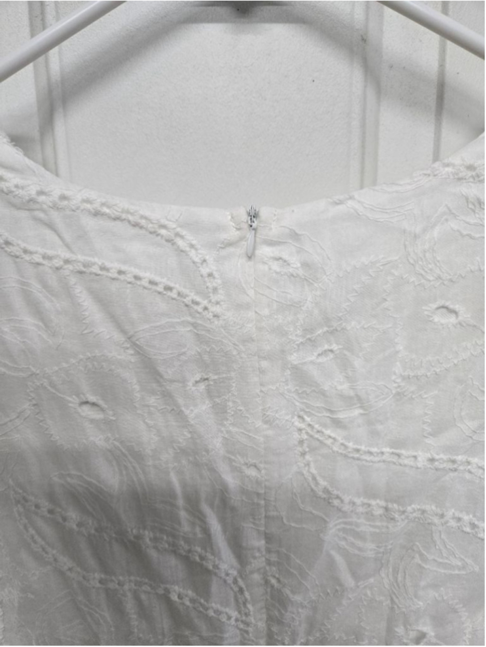 Women's Boho Dress White Eyelet Mini Dress XL - Picture 8 of 9